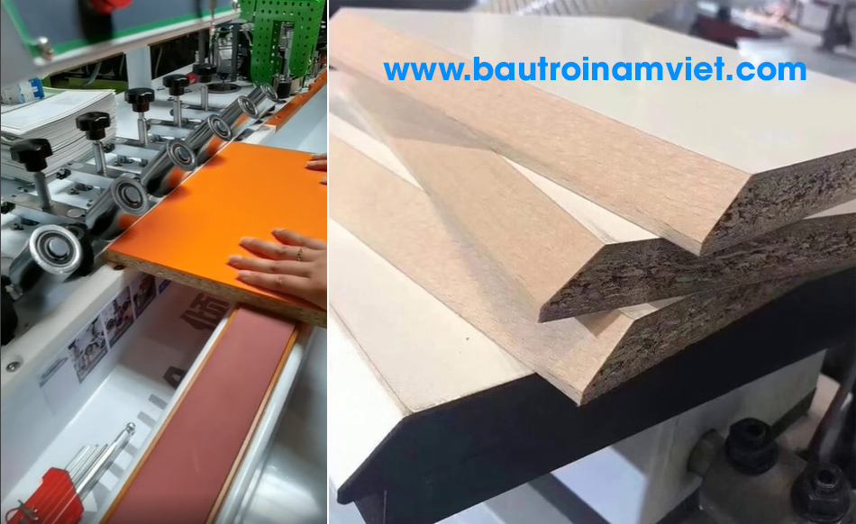Máy dán cạnh thẳng và vát nghiêng 45 độ đẩy tay